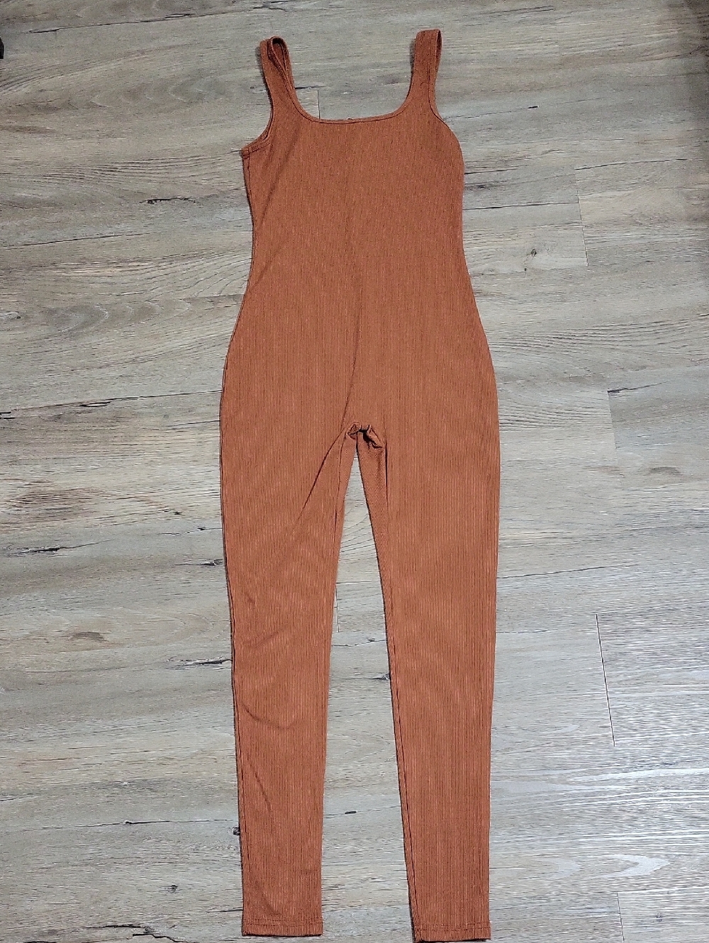 Source Unknown Ribbed Jumpsuit in Rust Orange